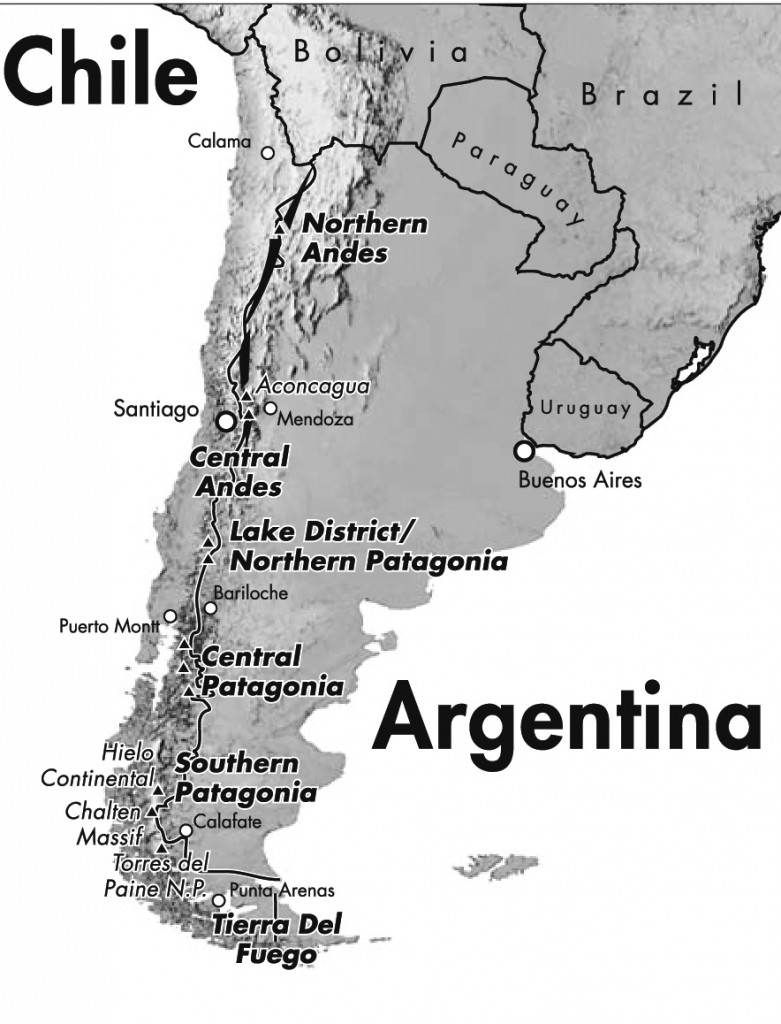 Andeskæden ligger lige på grænsen mellem Chile og Argentina.